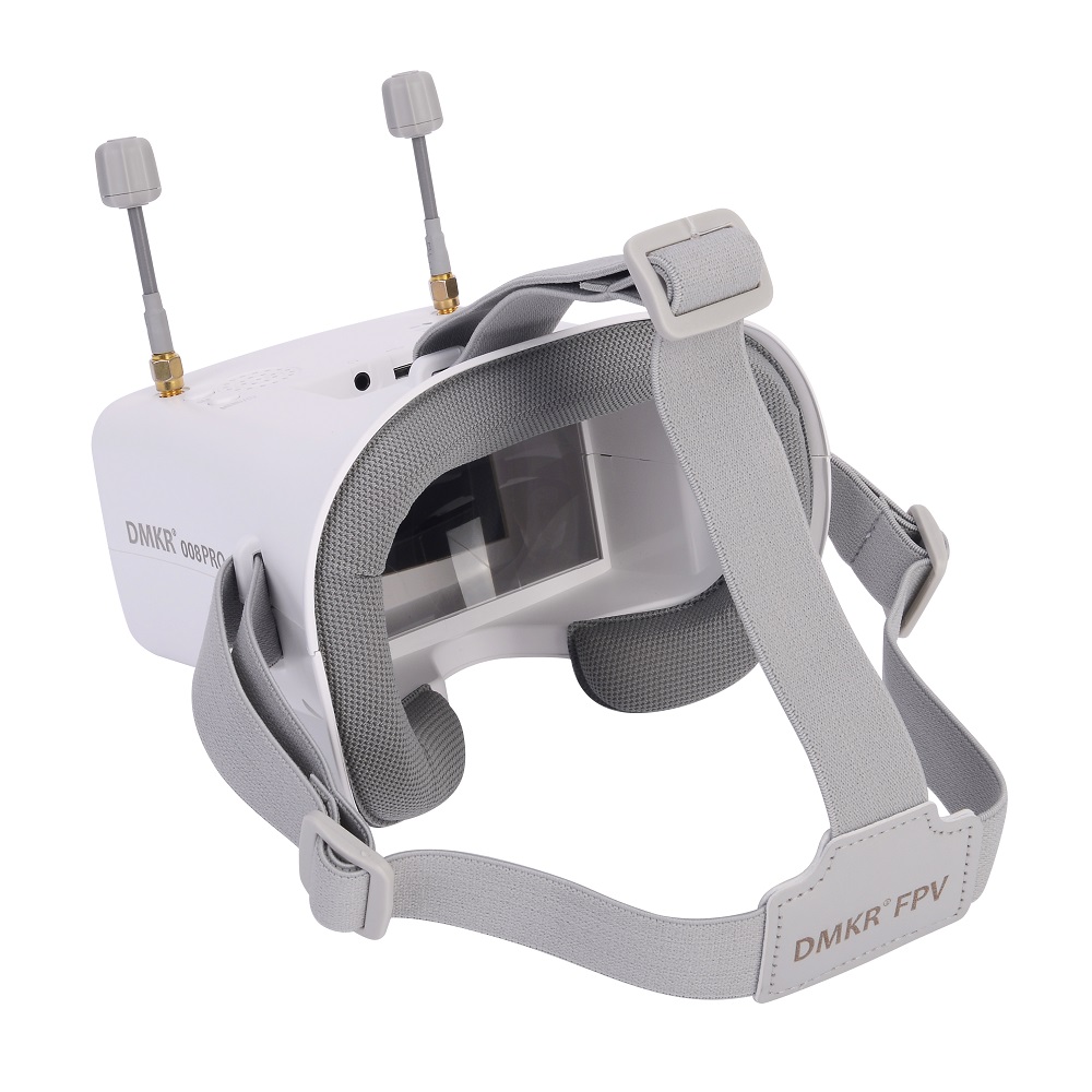 Drone Battery Adapter - オリジナル008D PROホワイトFPVゴーグル（DVR搭載、5.8GHz 40ch受信機、3.7V/2000mAhバッテリー、4.3インチHD LCD 16:9）レーシングドローン用