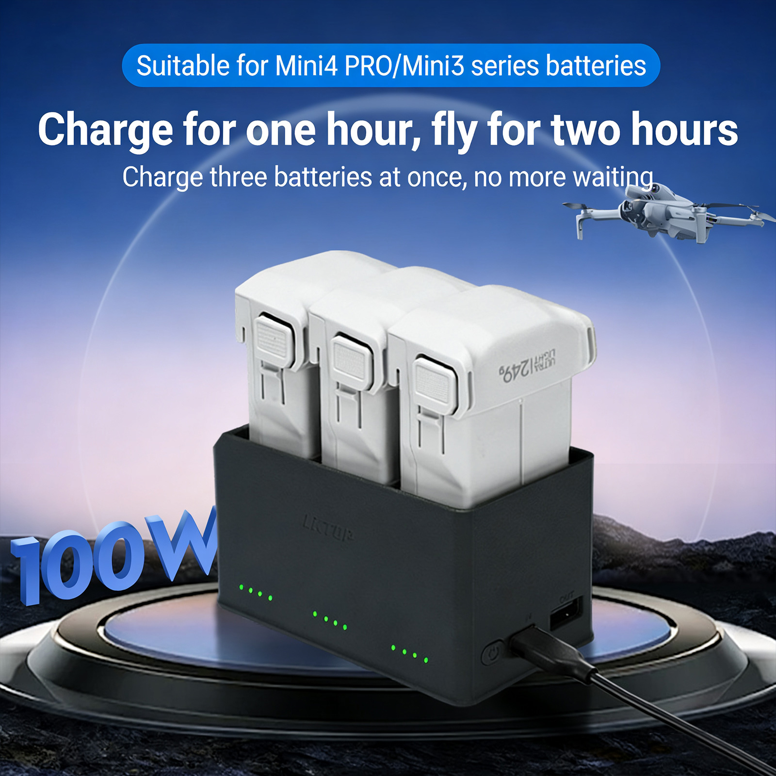 Drone Charging Hub - Mini 3/3 Pro/Mini 4 Pro用バッテリー充電マネージャー 充電ハブ