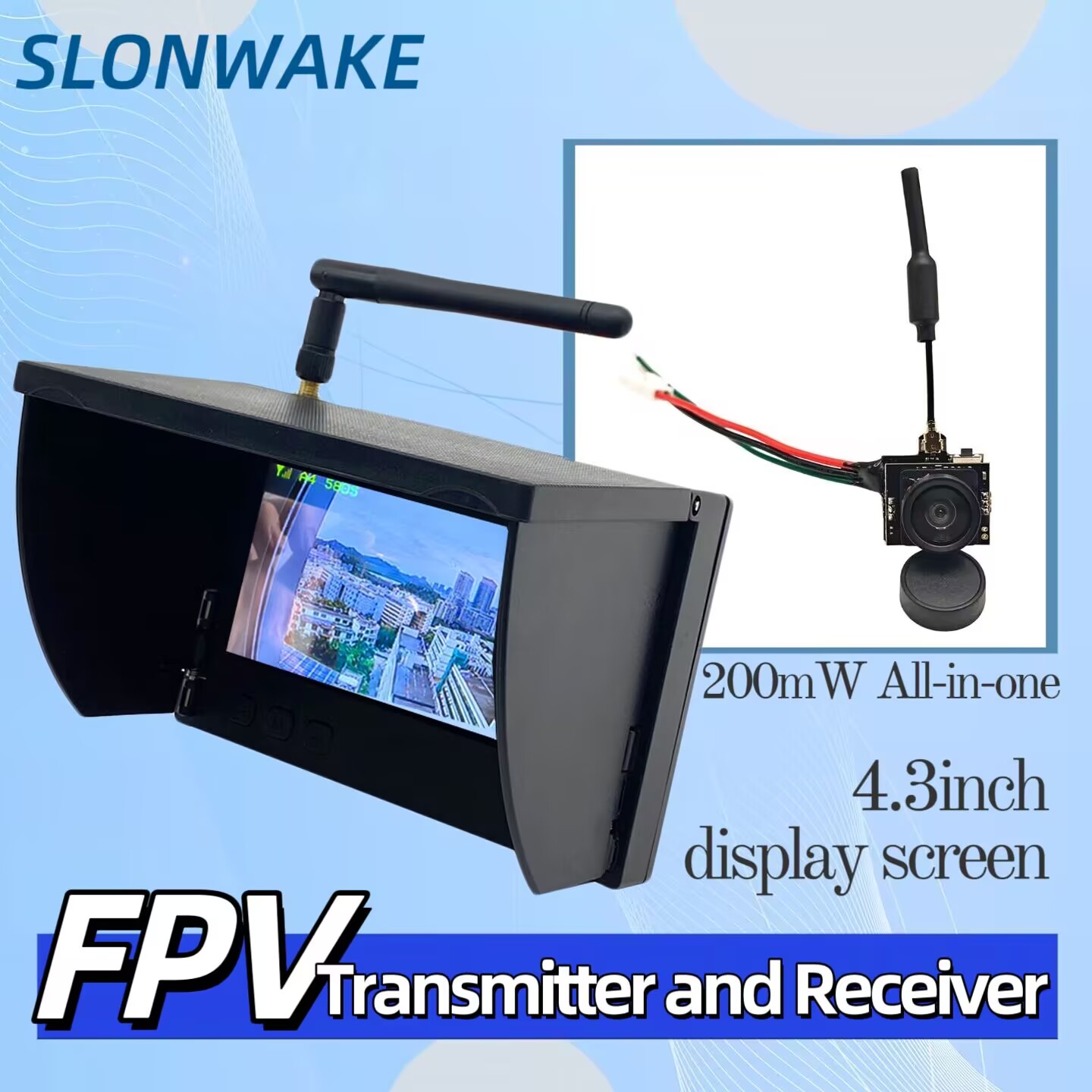 Drone Controller Screen - SLONWAKE 5.8G アナログビデオ伝送カメラ 200mW オールインワン、FPV RC