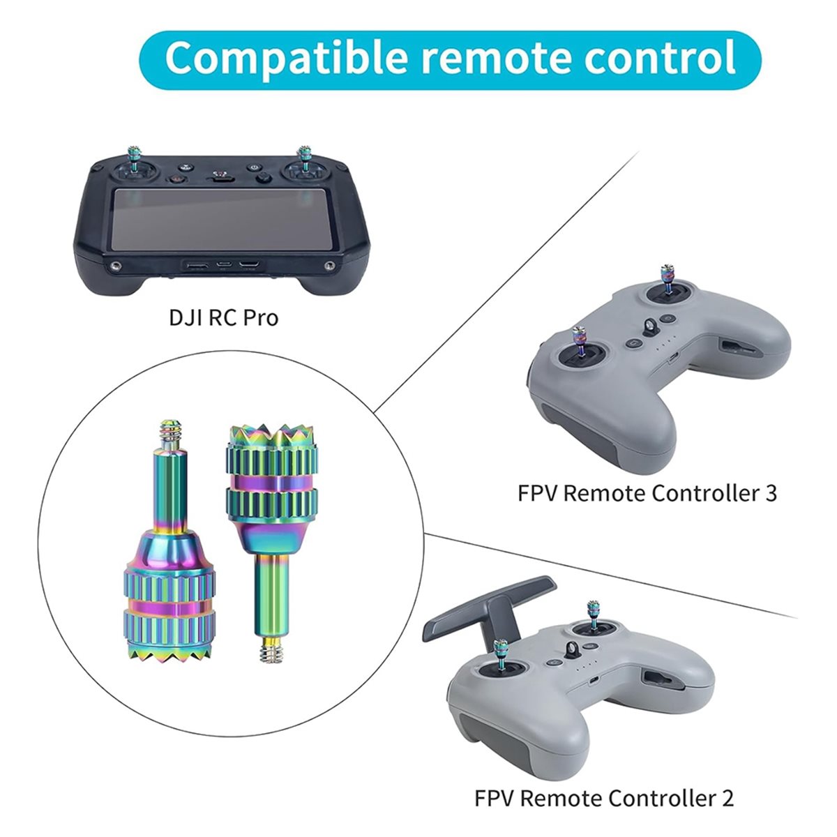 Drone Control Stick - DT75BG 4 個メタルコントロールジョイスティックロッカースティック親指ジョイスティック FPV リモートコントロールロッドドローン交換アクセサリー用