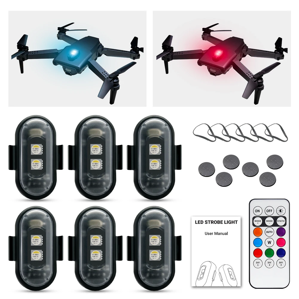 Drone Strobe Light - オートバイストロボライト、APP制御RGB LED、スクーター/車/ヘルメット/ドローン用ユニバーサル、5V