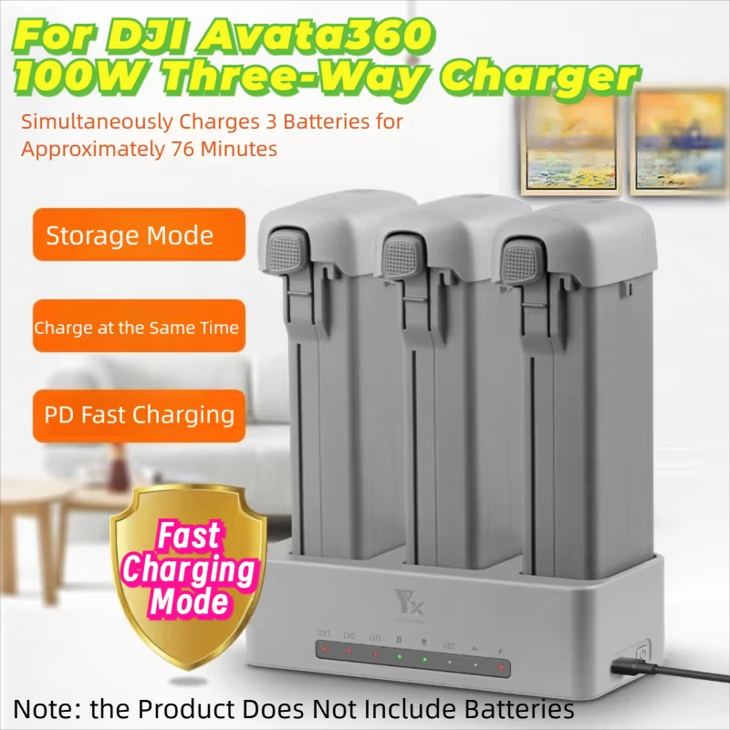 Drone Charging Hub - DJI AVATA360 ドローンバッテリー用 3 ウェイ急速充電器ハブ充電バトラー Avata360