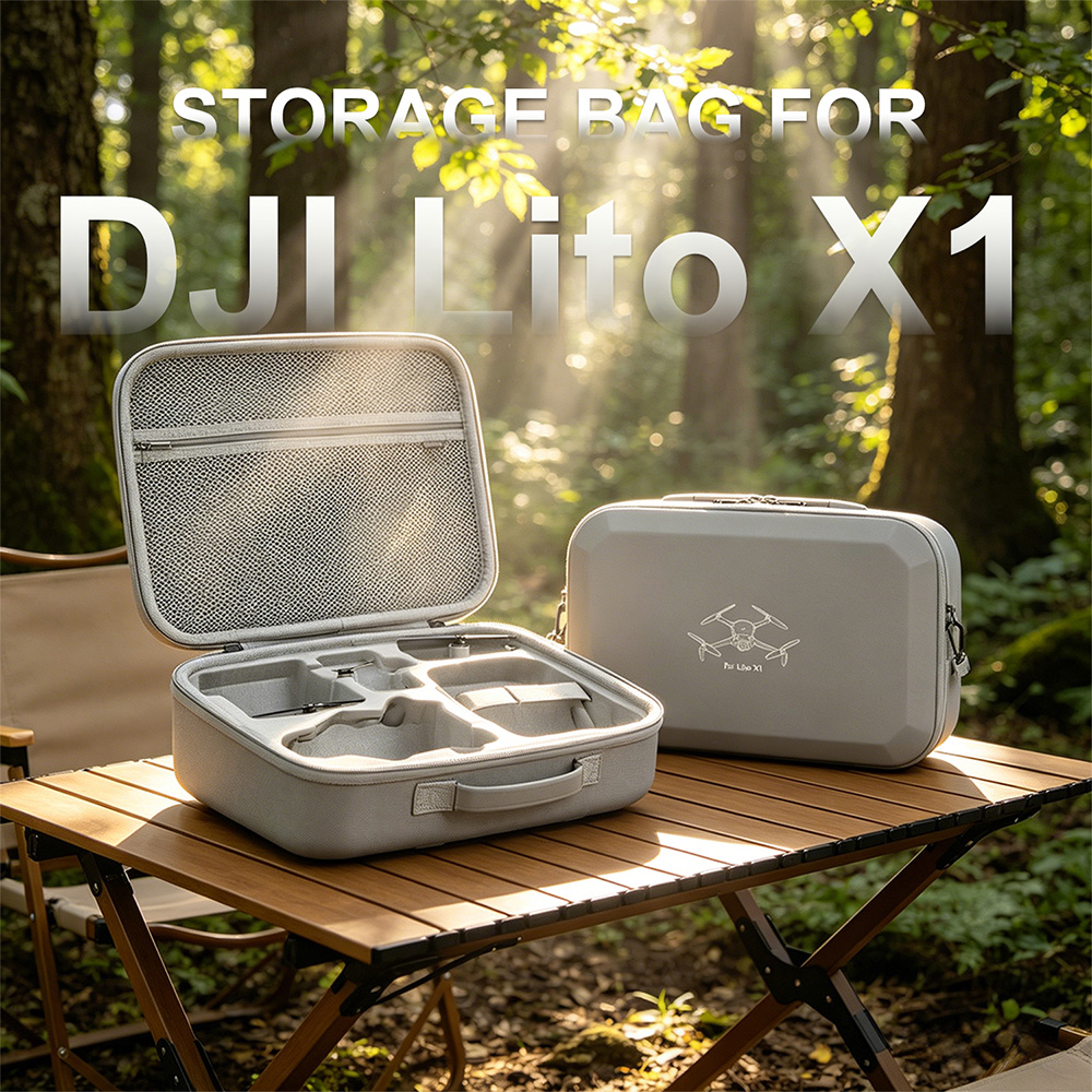 Drone Hard Shell Case - XFJI PU レザーハードシェルショルダー収納バッグケース DJI Lito X1/Lito