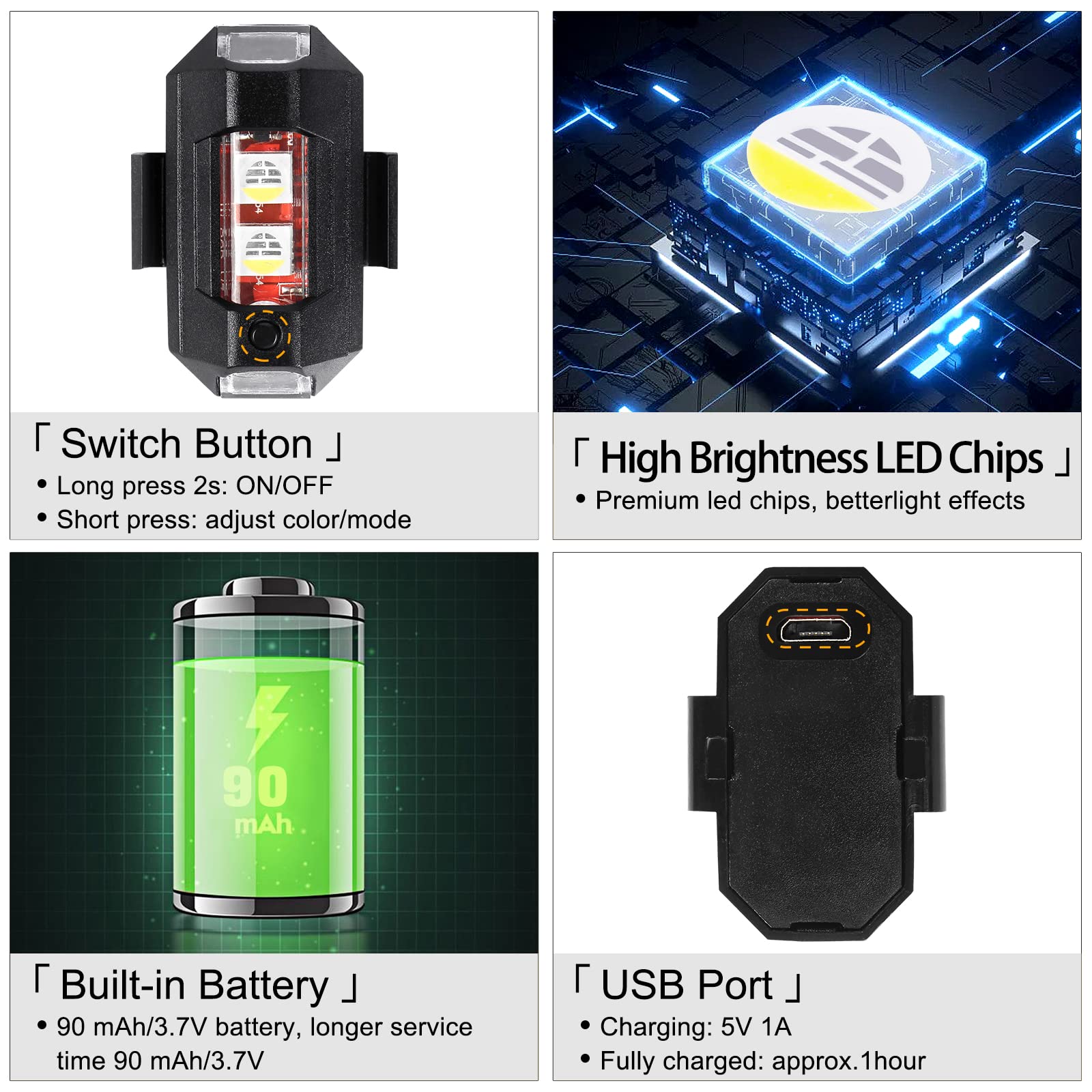 オートバイライト ドローン ストロボライト USB LED  - Drone Strobe Light のレビューと価格