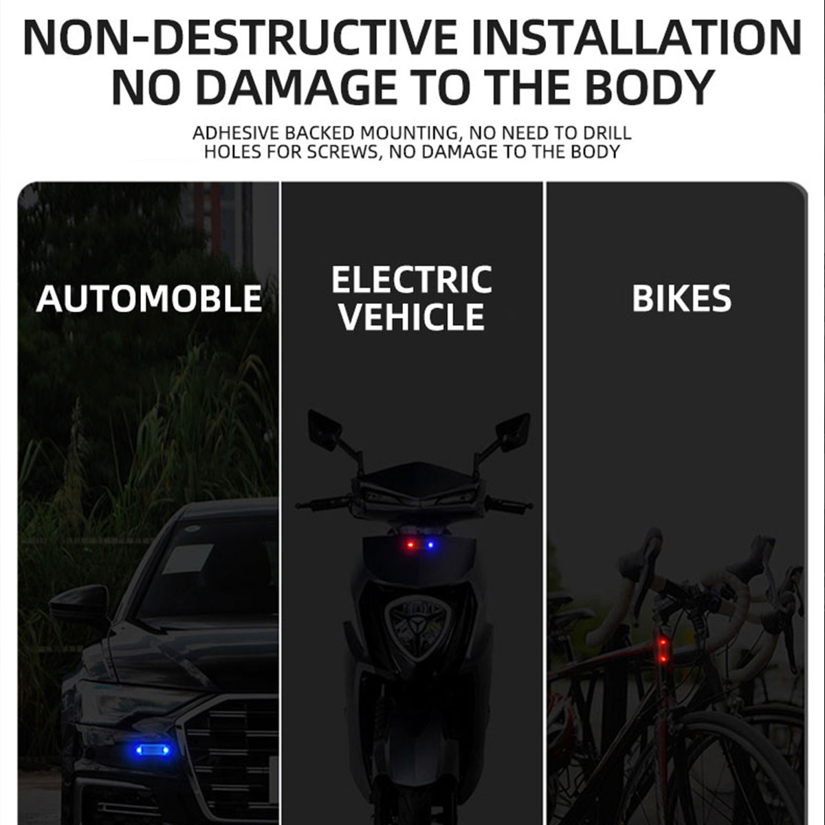 オートバイ,車,スクーター,ストロボのためのソーラーパワー盗 - Drone Strobe Light のレビューと価格