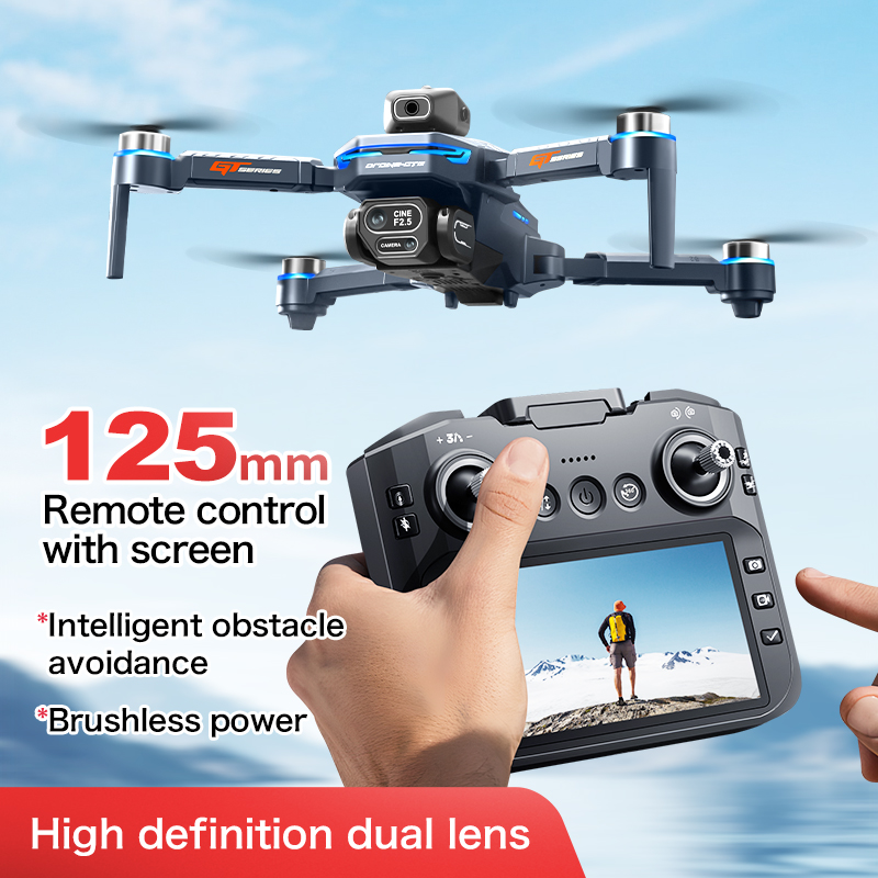GT8 障害物回避空中ドローン – 大画面リモコン付き HD - Drone Controller Screen のレビューと価格
