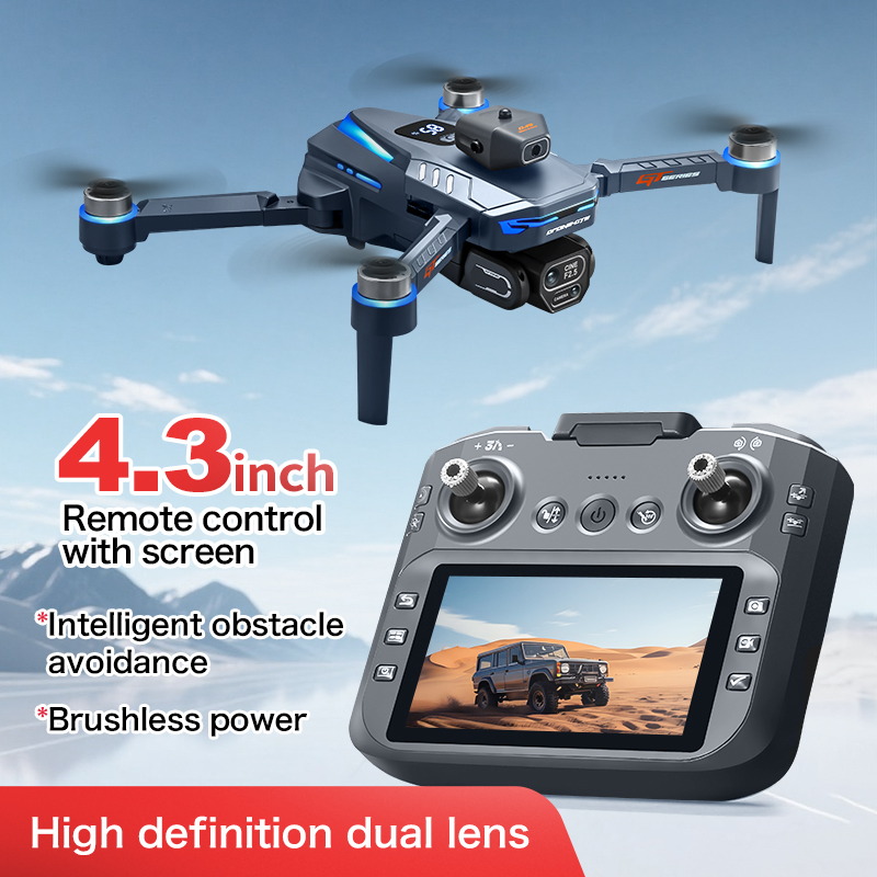 GT8 障害物回避空中ドローン – 大画面リモコン付き HD - Drone Controller Screen のレビューと価格